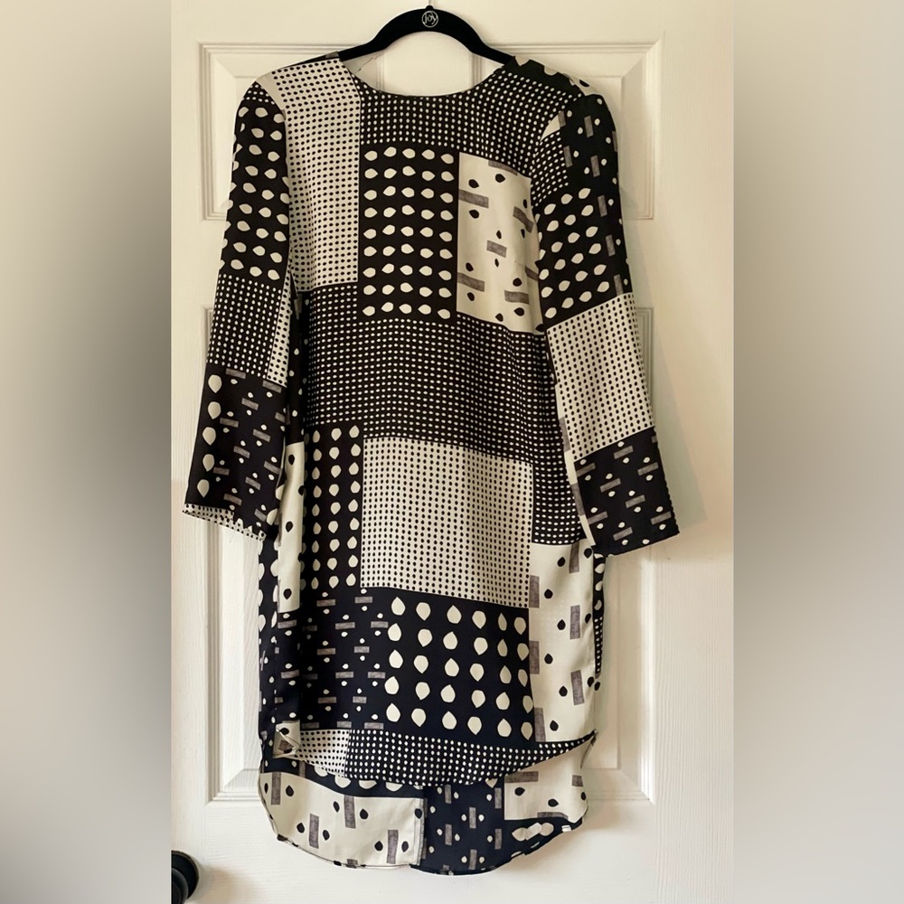 Geometric Black and White Shirt Dress